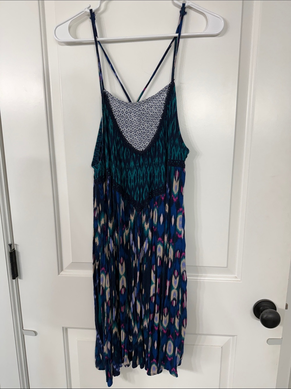 Xhilaration Teal & Navy Boho Slip Dress